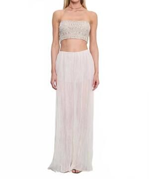 NEW ENZA COSTA plisse palazzo pant in champagne